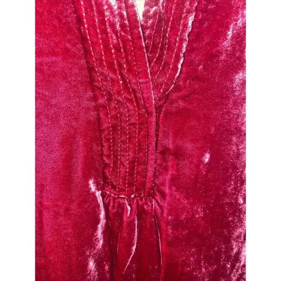 Anthropologie Velvet Midi Dress in Rich Burgundy - Picture 4 of 13